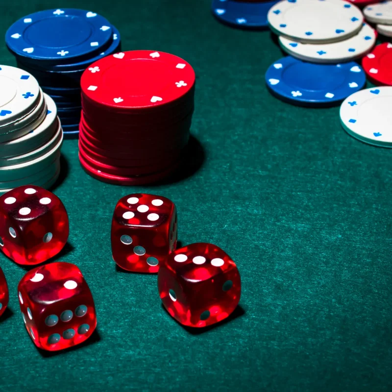 Dice and casino chips