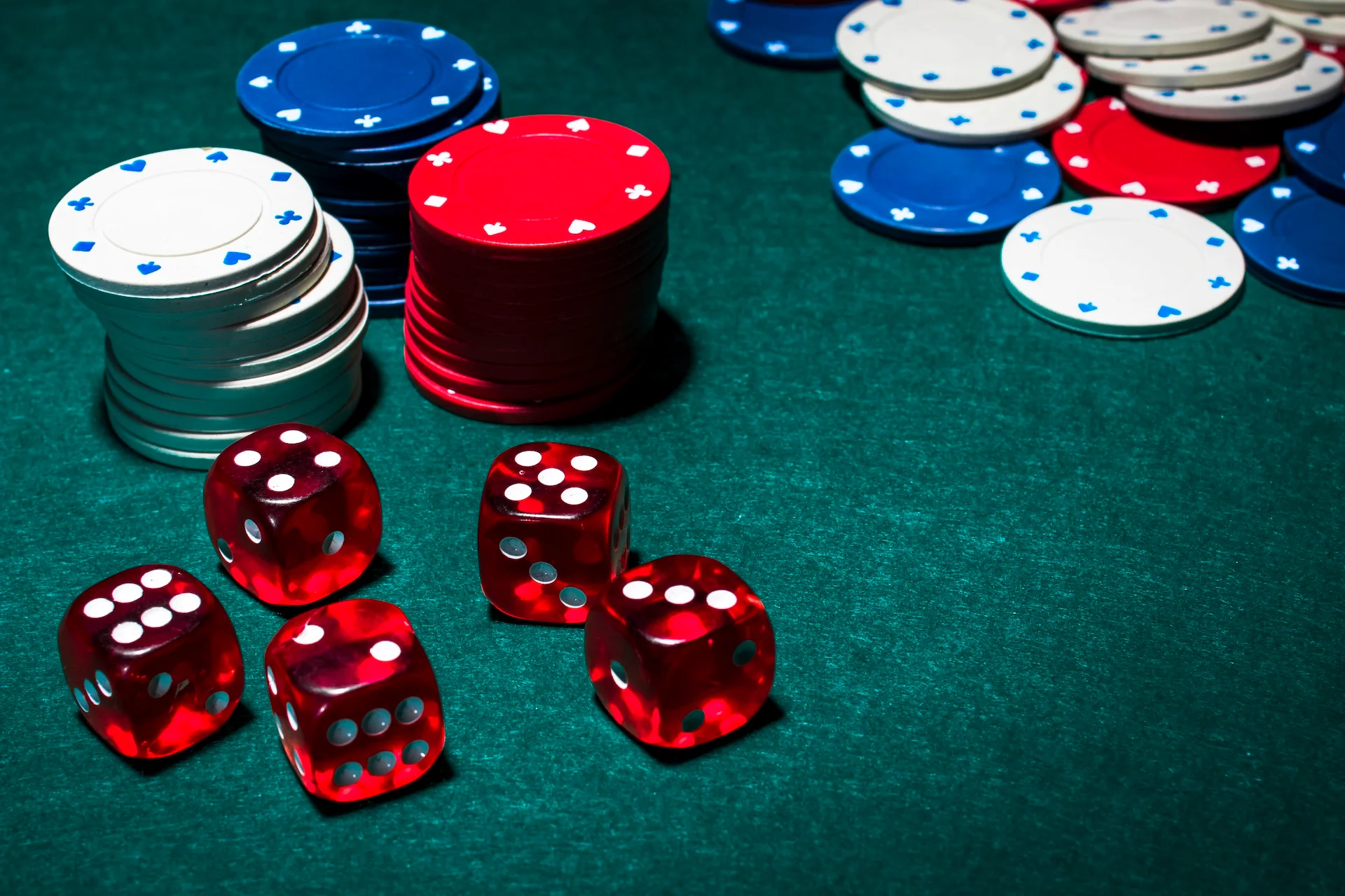 Dice and casino chips