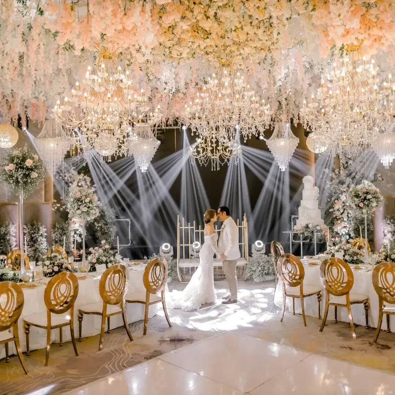 Couple getting wedding in a hotel venue