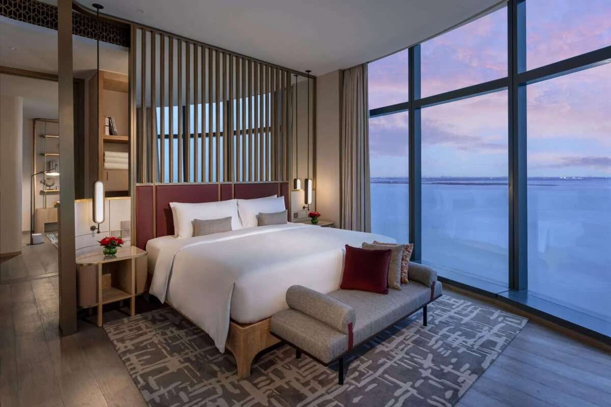 Sunset view from NUSTAR Hotel’s Bayview Suite