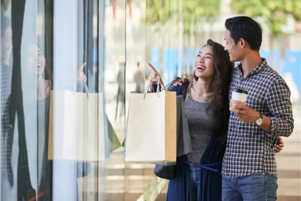 Couple shopping at mall