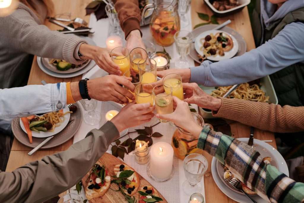 Family having dinner together